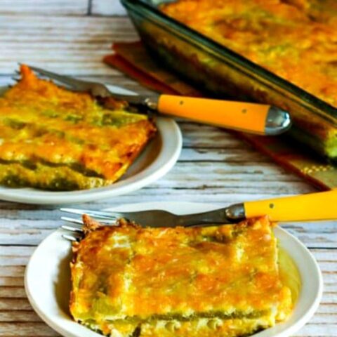 Low-Carb Vegetarian Chile Rellenos Bake found on KalynsKitchen.com