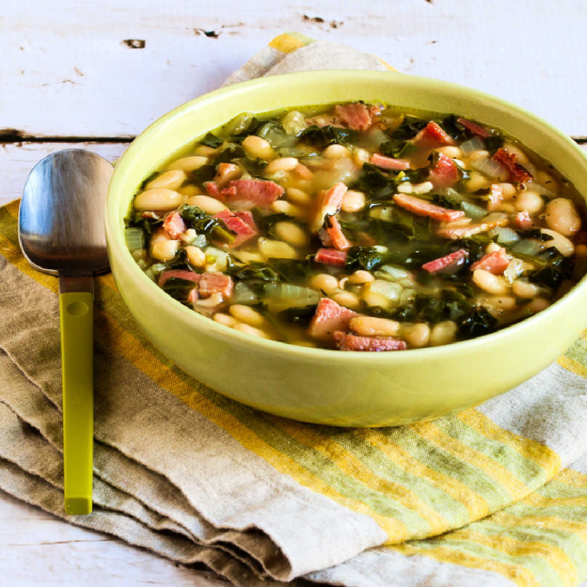 Slow Cooker Bean Soup with Ham, Spinach, and Thyme