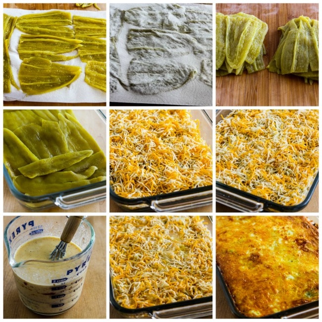 Low-Carb Vegetarian Chile Rellenos Bake process shots collage