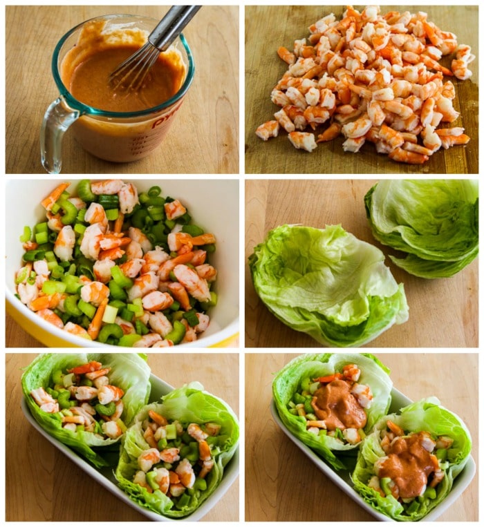 Shrimp Cocktail Lettuce Cups process shots collage