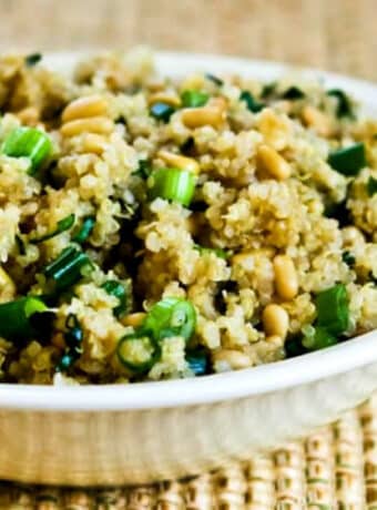 Square image for Quinoa Side Dish shown in serving bowl.