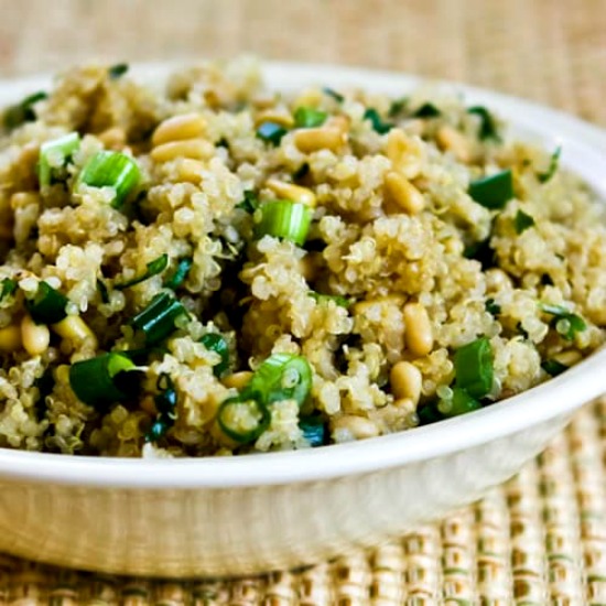 Quinoa Side Dish with Pine Nuts, Green Onions, and Cilantro