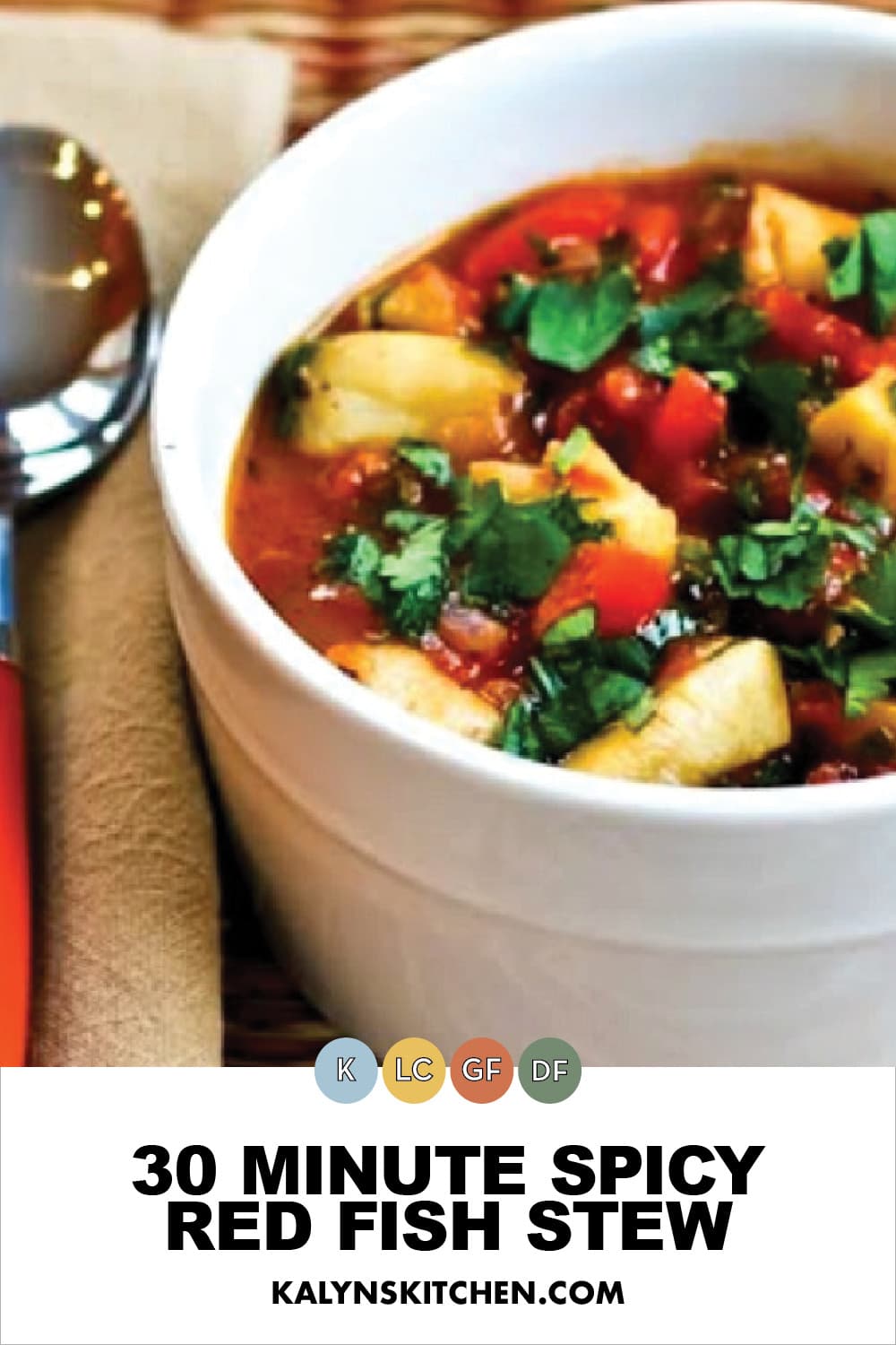 Pinterest image of 30 Minute Spicy Red Fish Stew