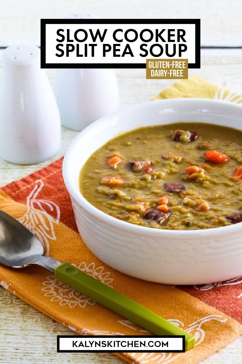Pinterest image of Slow Cooker Split Pea Soup