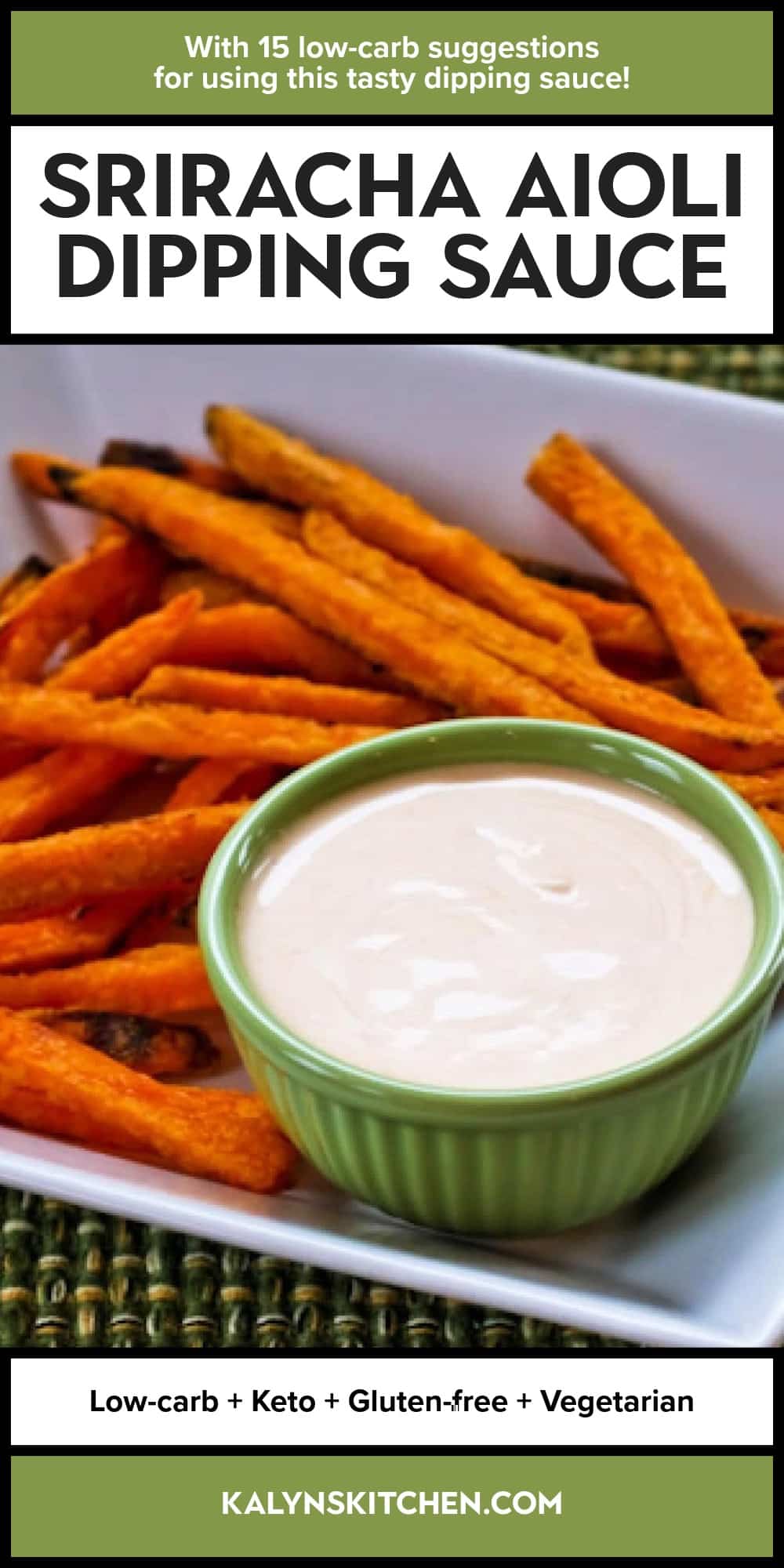 Pinterest image of Sriracha Aioli Dipping Sauce