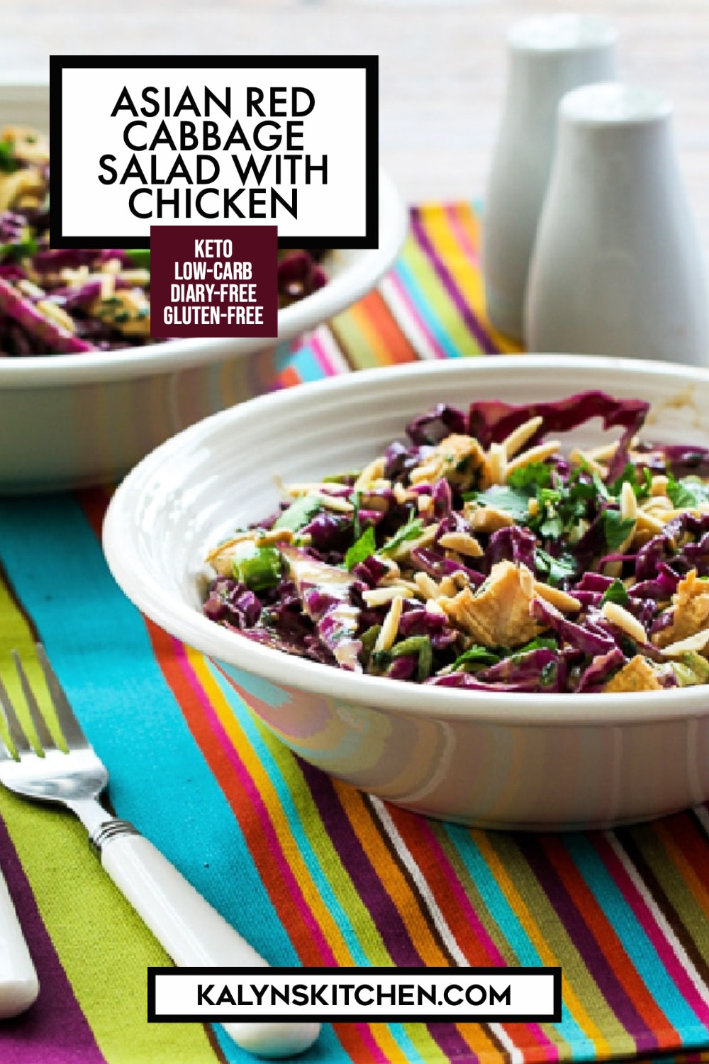 Pinterest image of Asian Red Cabbage Salad with Chicken