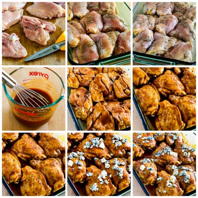 Low-Carb Baked Buffalo Chicken with Melted Blue Cheese process shots collage