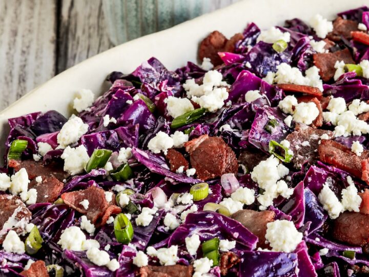 Red Cabbage Salad with Cheese – Kalyn\'s Kitchen Goat Bacon and