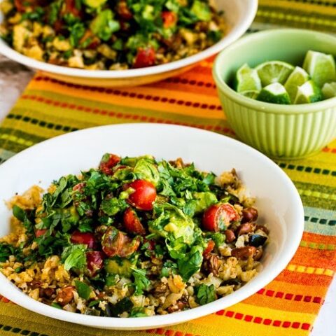 Cauliflower Rice and Pinto Bean Vegetarian Burrito Bowl