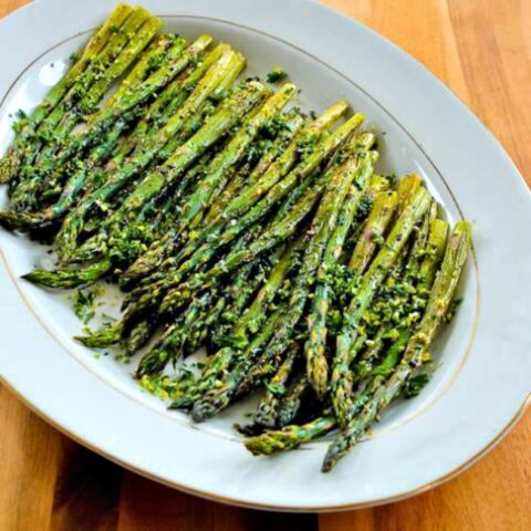 Roasted Asparagus with Gremolata finished dish on plate