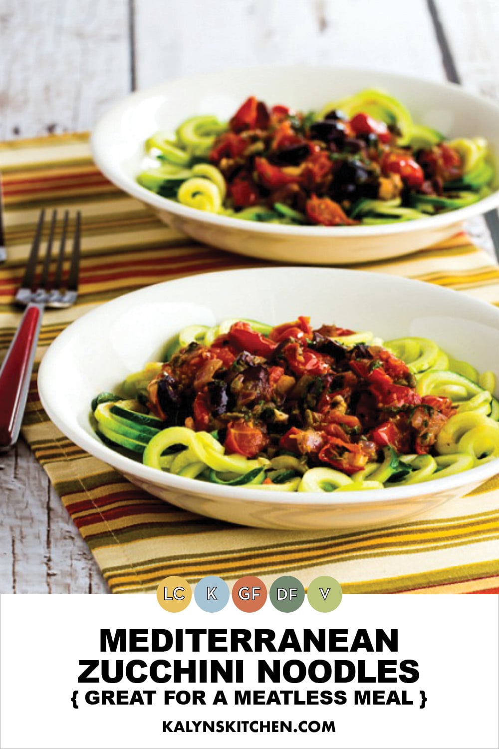 Pinterest image of Mediterranean Zucchini Noodles