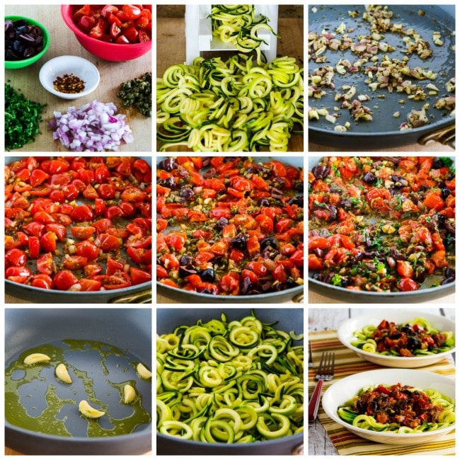 Mediterranean Zucchini Noodles process shots collage
