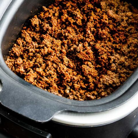 Slow Cooker Browns-in-the-Crockpot Spicy Ground Beef Taco Meat found on KalynsKitchen.com