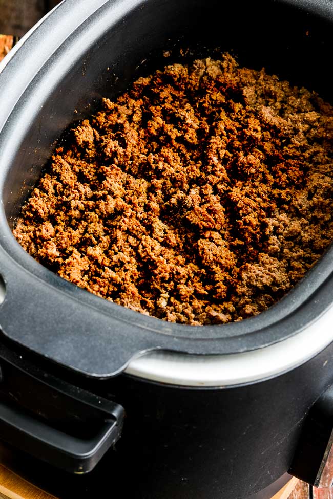 Slow Cooker Browns-in-the-Crockpot Spicy Ground Beef Taco Meat found on KalynsKitchen.com