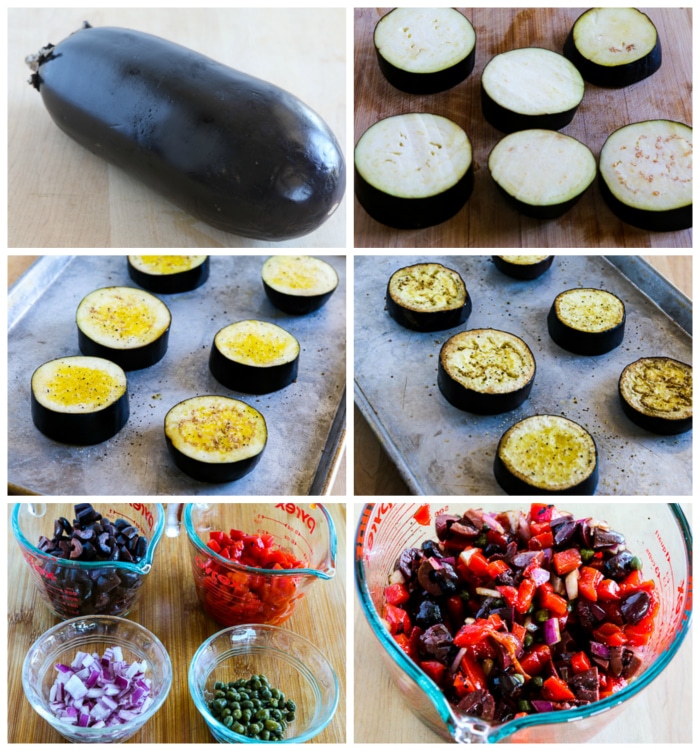 Roasted Eggplant with Mediterranean Salsa process shots collage