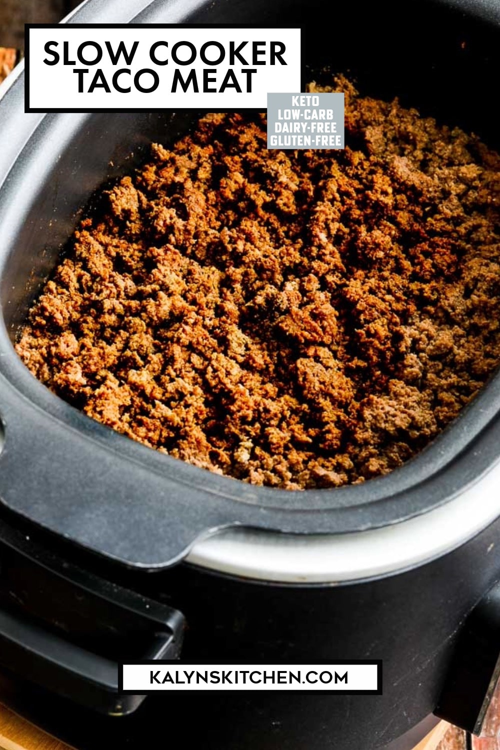 Pinterest image of Slow Cooker Taco Meat