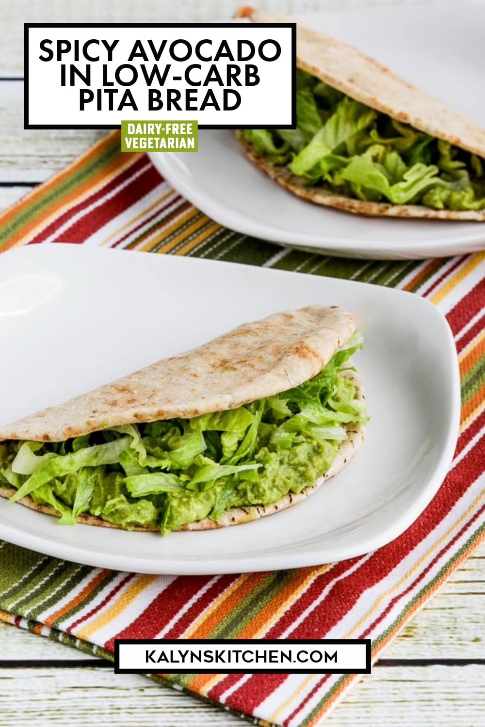 Pinterest image of Spicy Avocado in Low-Carb Pita Bread