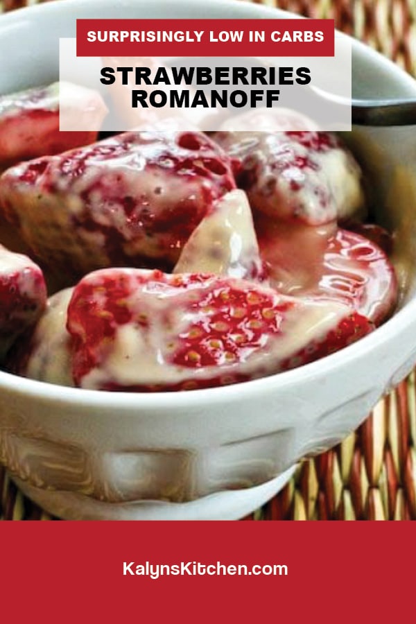 Pinterest image of Strawberries Romanoff