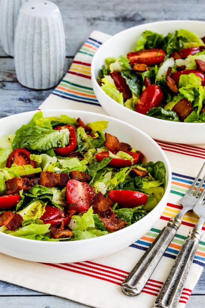 Easy BLT Salad photo of finished salad in two serving bowls