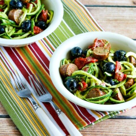 Zucchini Noodle Mock Pasta Salad found on KalynsKitchen.com