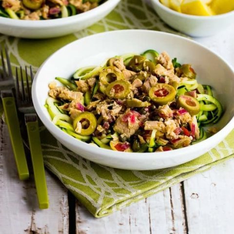 Zucchini Noodles with Tuna and Green Olives