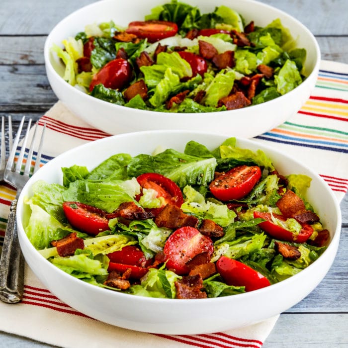 Easy BLT Salad thumbnail image of finished salad in two bowls