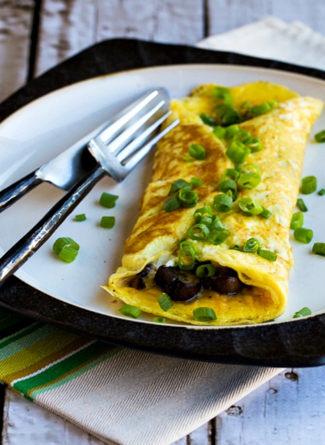 Close-up photo for Low-Carb Omelet with Mushrooms and Goat Cheese 