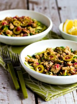 Zucchini Noodles with Tuna and Green Olives
