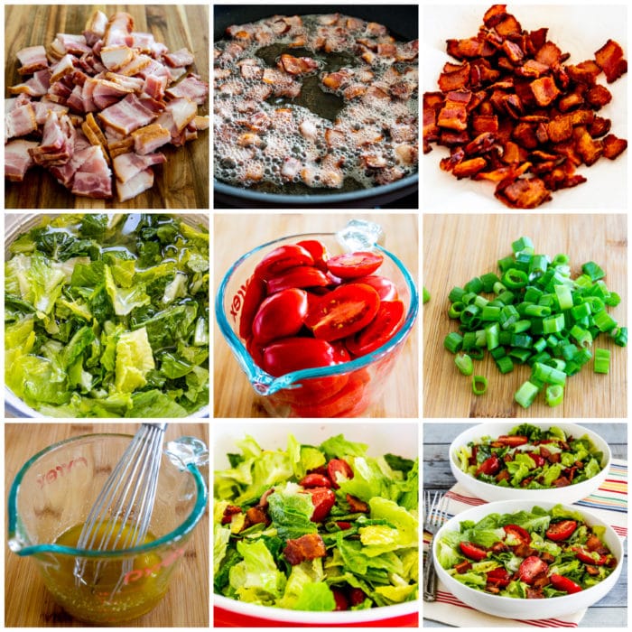 BLT Salad process shots collage showing how to make the salad