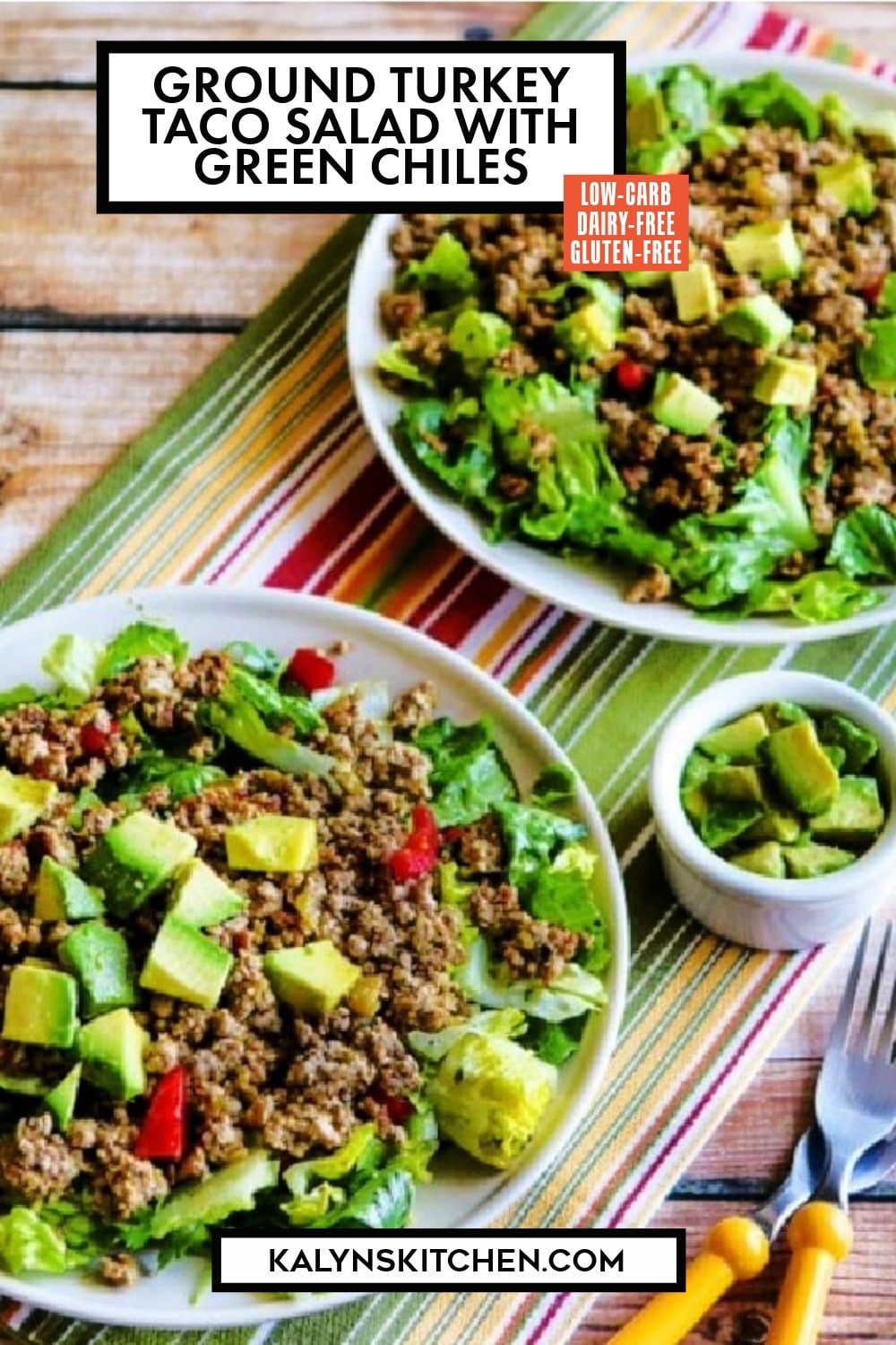 Pinterest image of Ground Turkey Taco Salad with Green Chiles