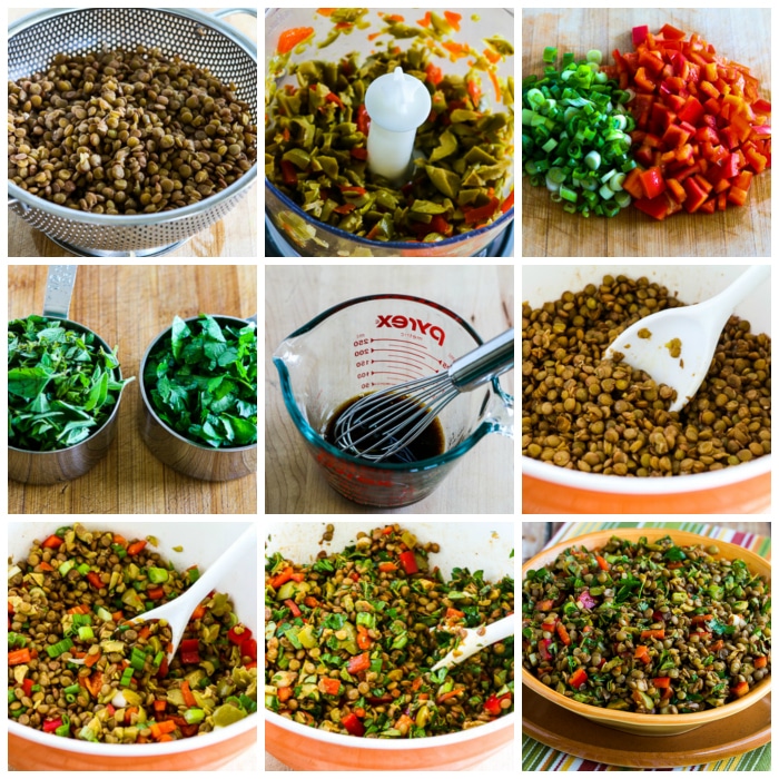 Lentil Salad with Green Olives process shots collage