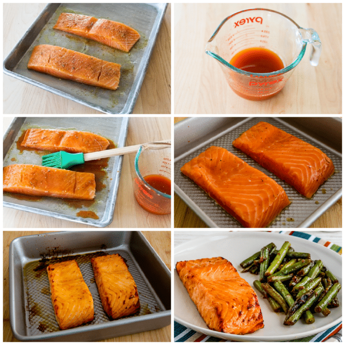 Maple Glazed Salmon collage of oven cooking procedure