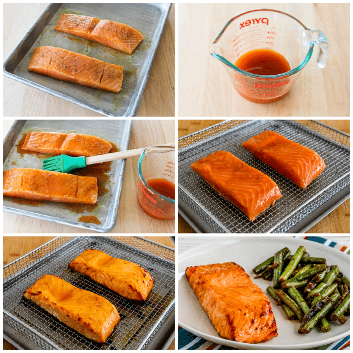 Maple Glazed Salmon Air Fryer Collage of recipe steps