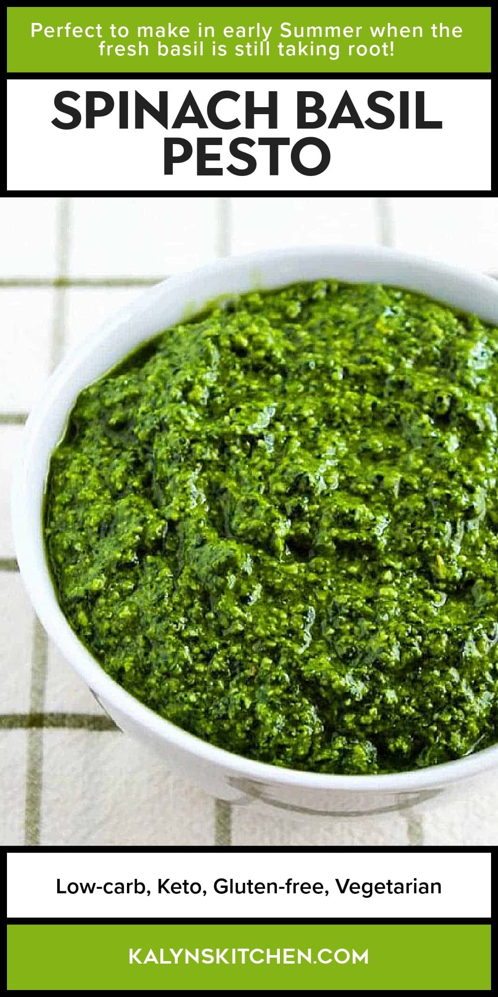 Pinterest image of Spinach Basil Pesto