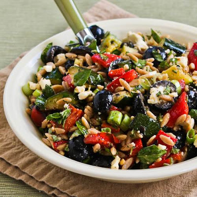 Salad with Grilled Vegetables, Orzo, and Feta
