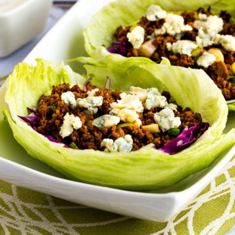 Buffalo Turkey Lettuce Wraps close-up photo in serving dish