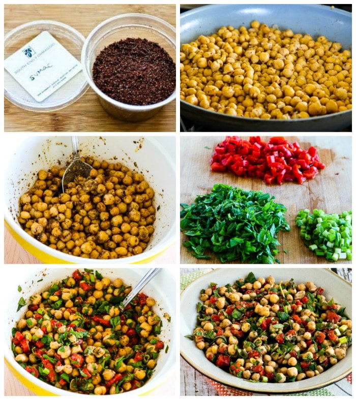 Chickpea Salad with Red Pepper, Mint, and Sumac process shots collage