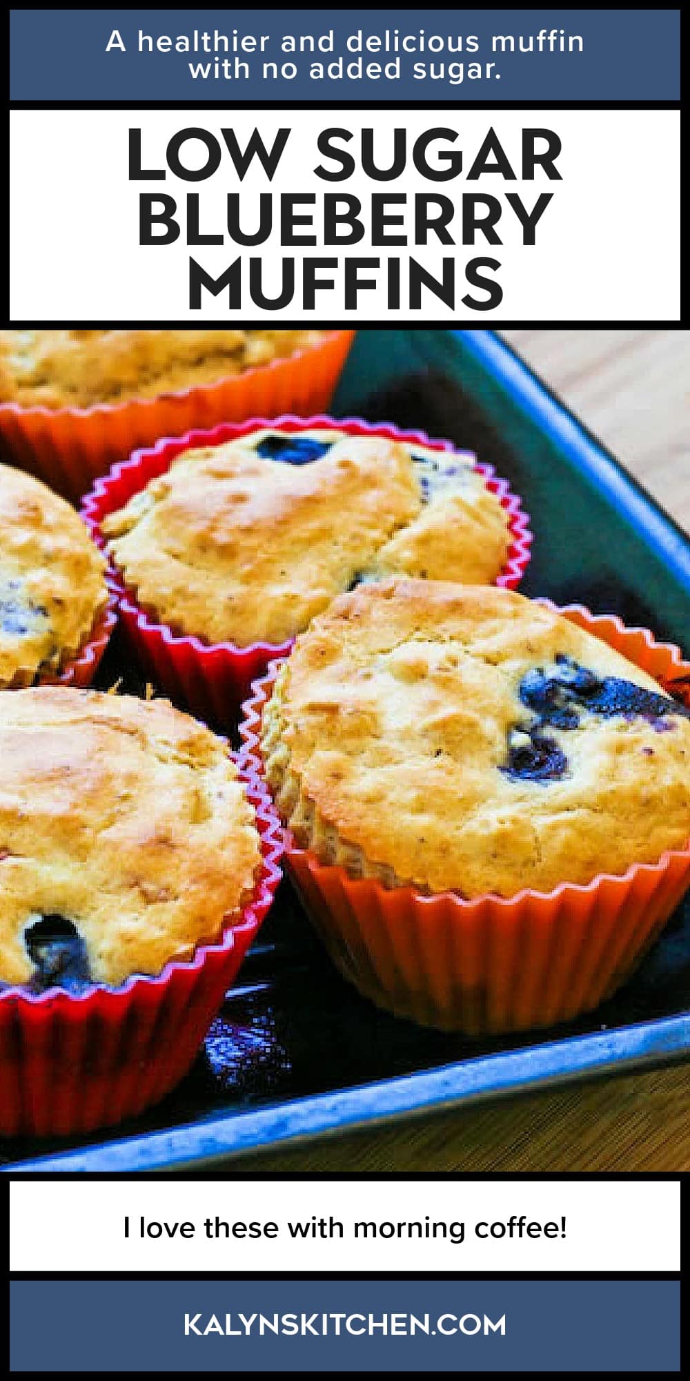 Pinterest image of Low Sugar Blueberry Muffins