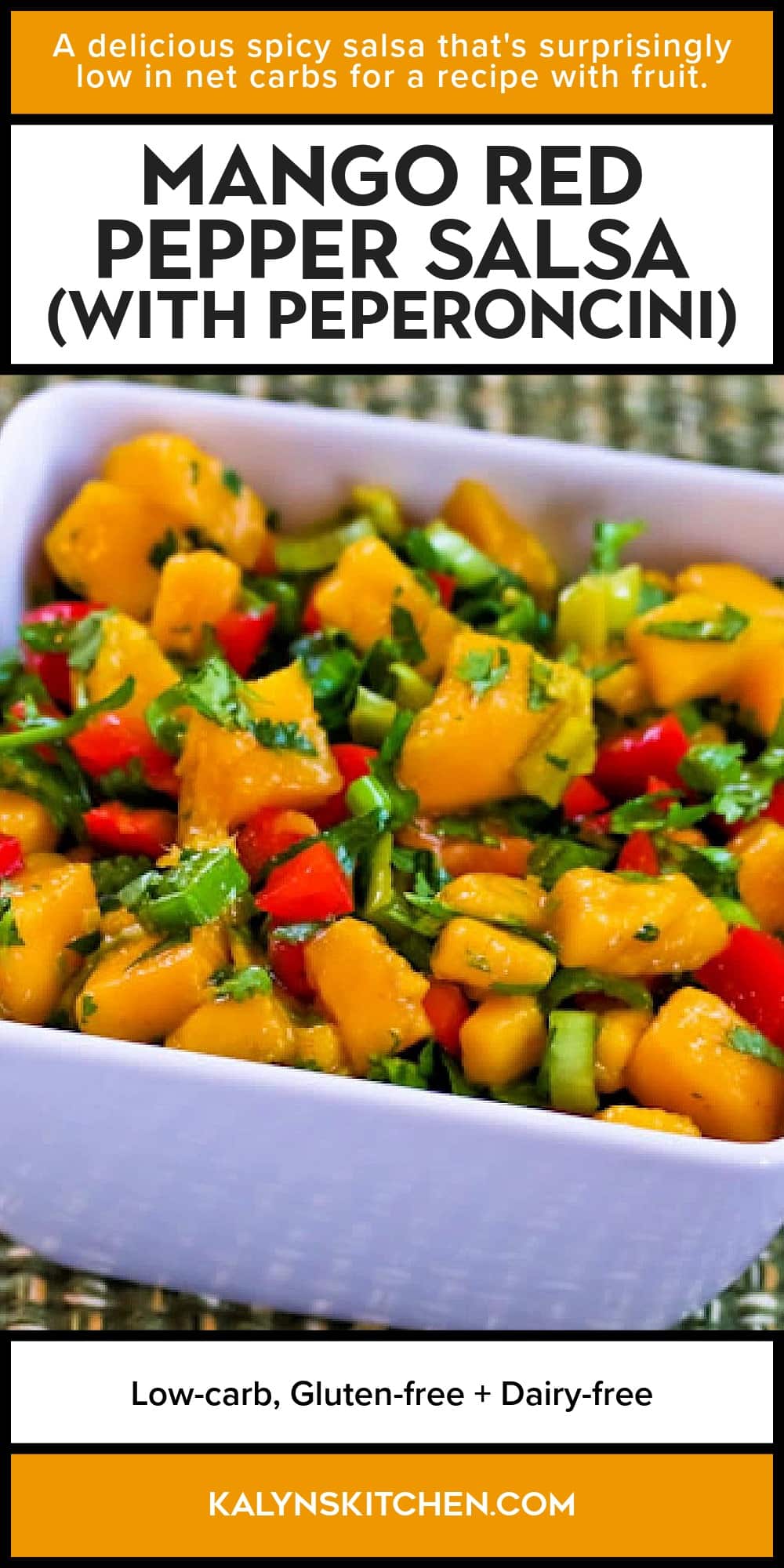 Pinterest image of Mango Red Pepper Salsa (with Peperoncini)