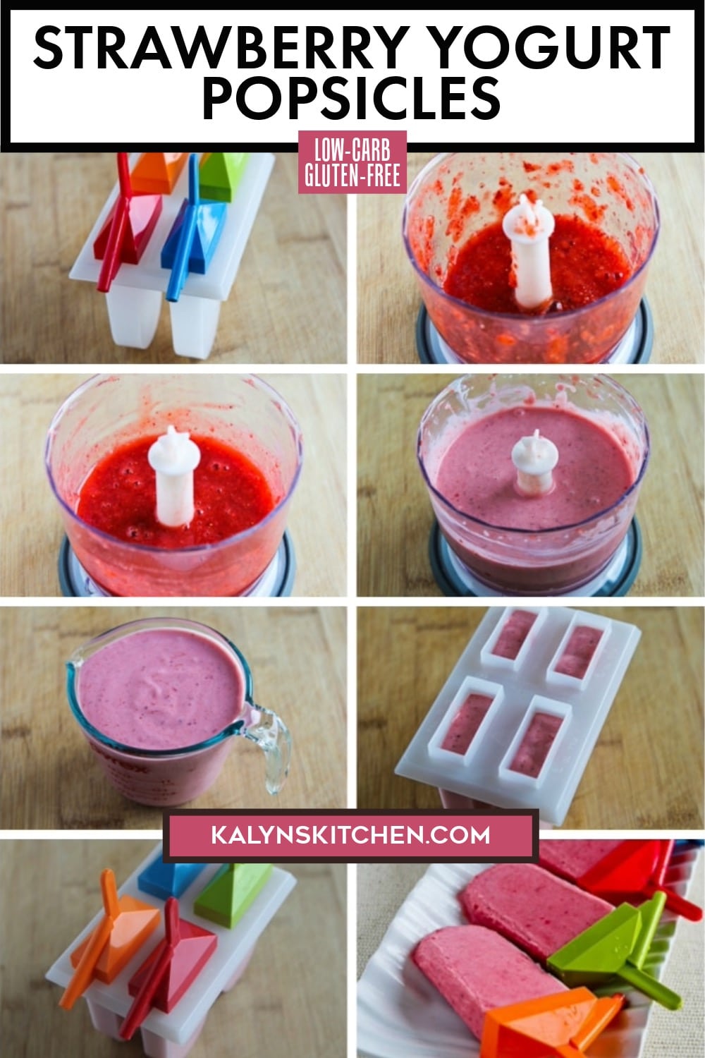 Pinterest image of Strawberry Yogurt Popsicles