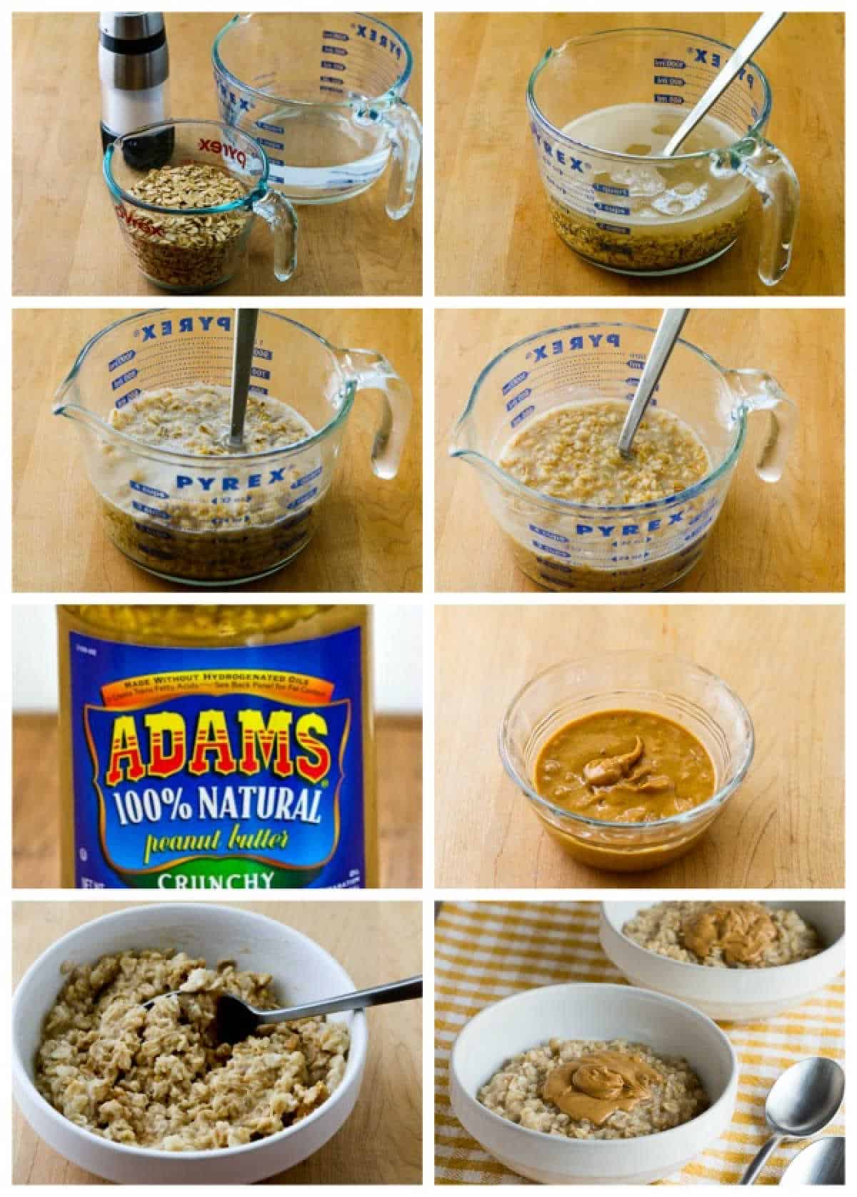 Process Shots Collage for Peanut Butter Oatmeal