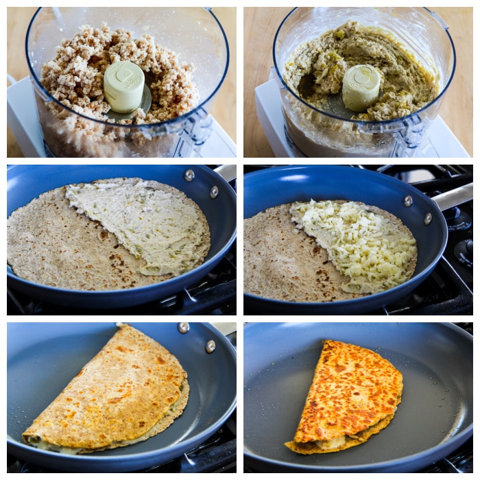 Green Chile Quesadillas with Turkey and Cheese process shots collage