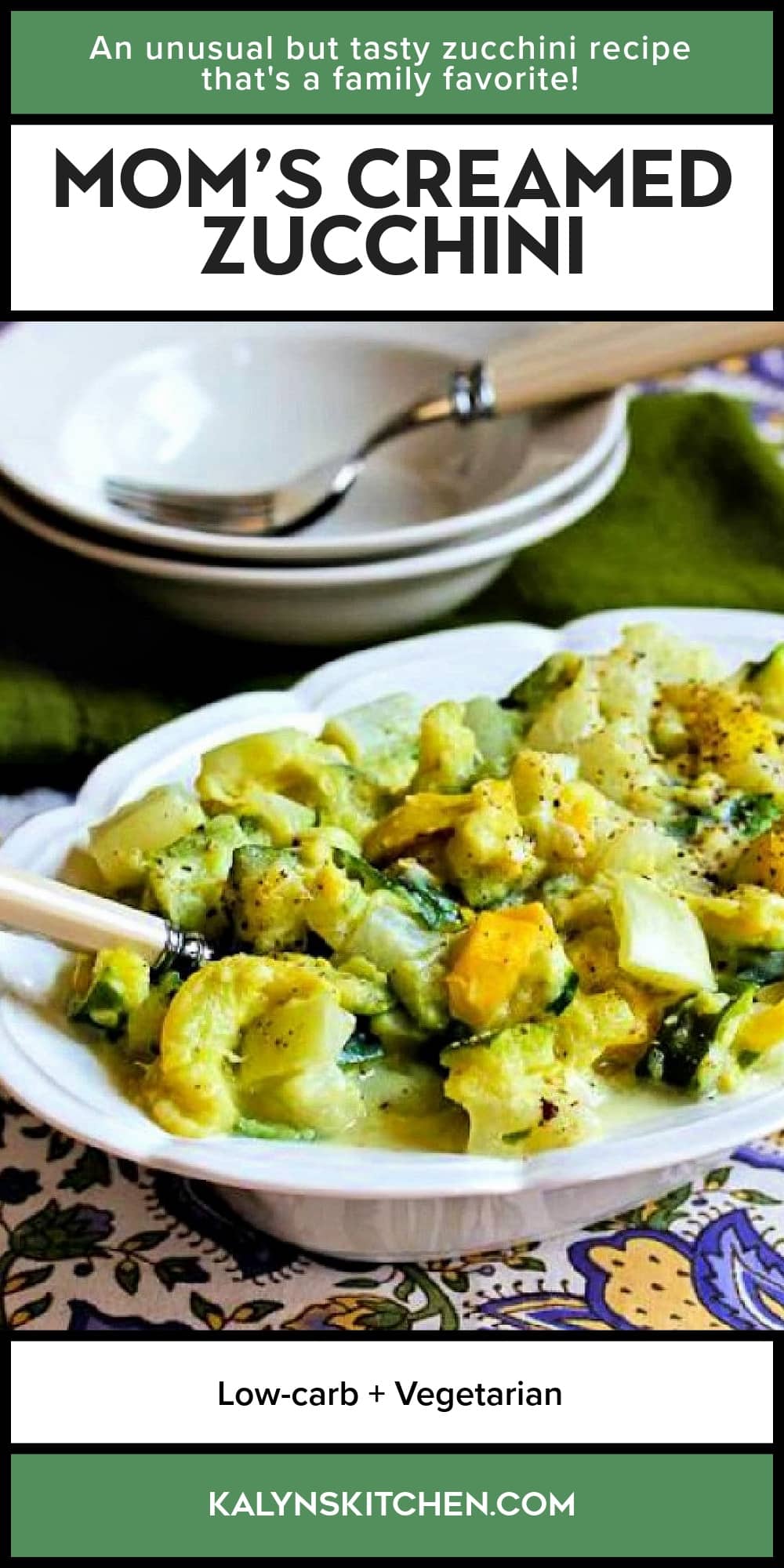 Pinterest image of Mom's Creamed Zucchini