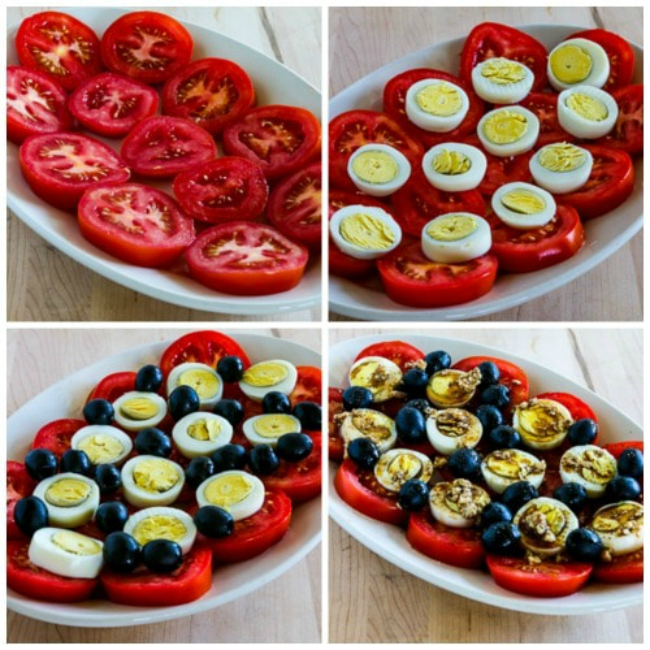 Tomato, Egg, and Olive Salad process shots collage