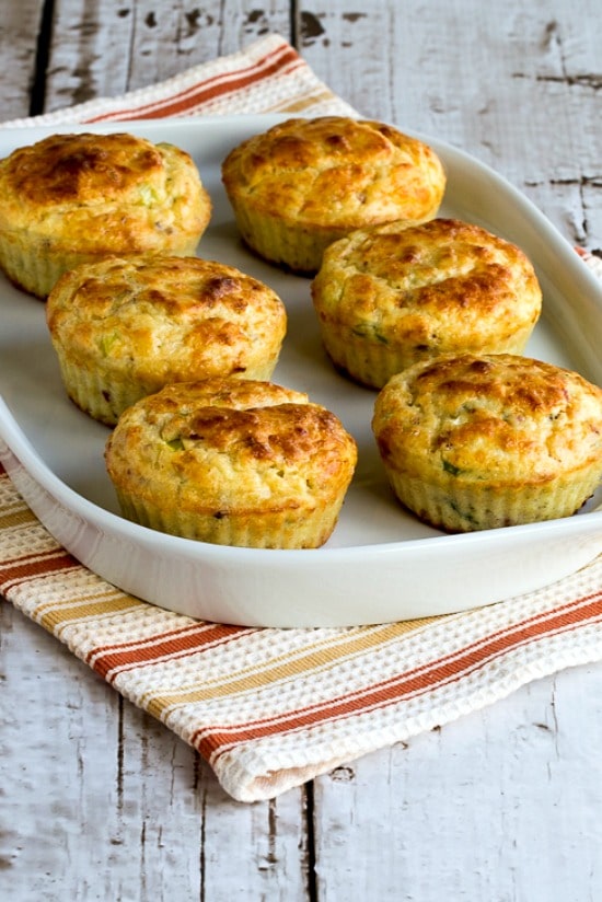 Cottage Cheese Breakfast Muffins with Bacon finished muffins on plate