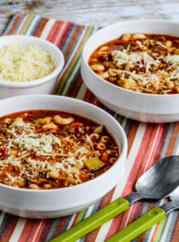 Italian Sausage, Zucchini, and Macaroni Soup (with low-carb pasta)