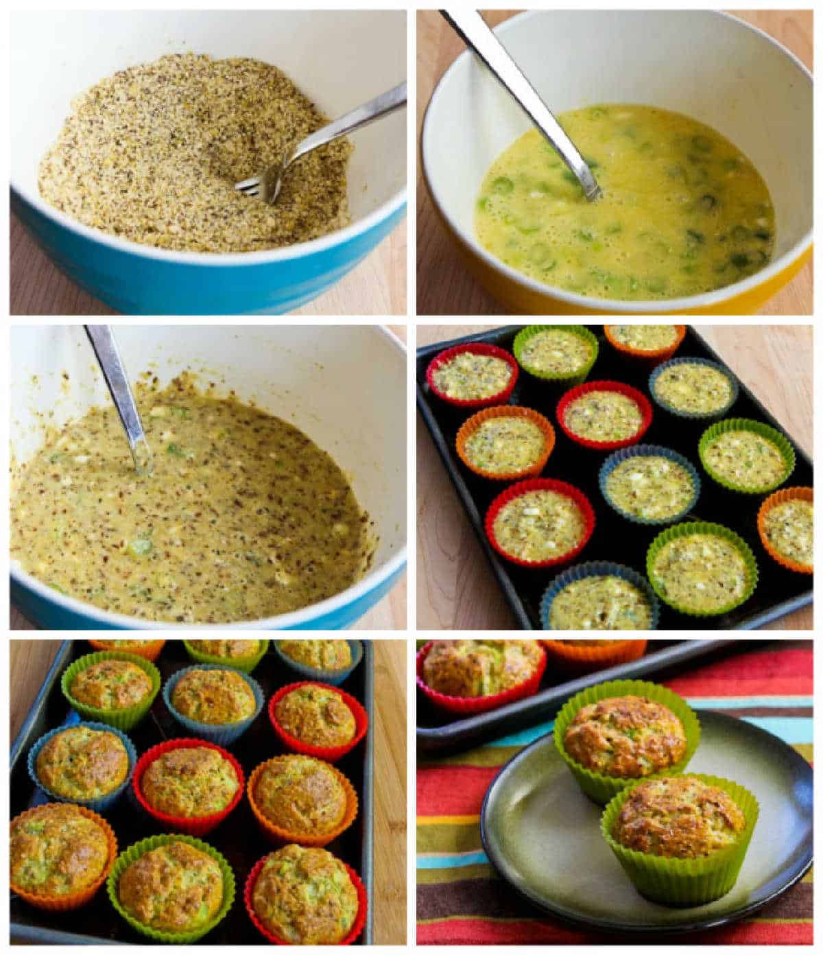 recipe steps collage for Flourless Savory Breakfast Muffins