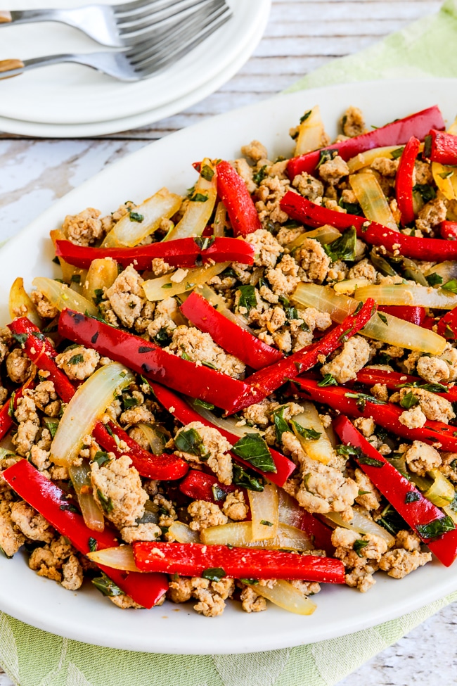 Thai-Inspired Ground Turkey Stir Fry close-up of finished dish