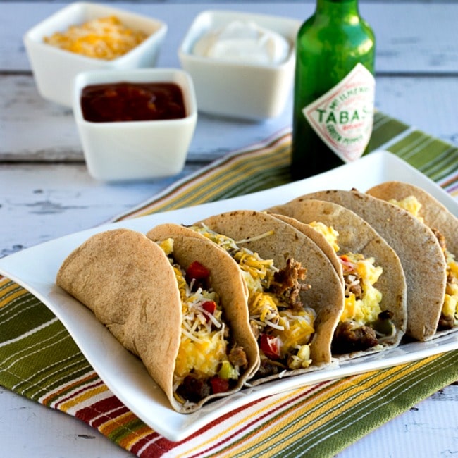 Breakfast Tacos with Sausage, Peppers, and Eggs square thumbnail photo