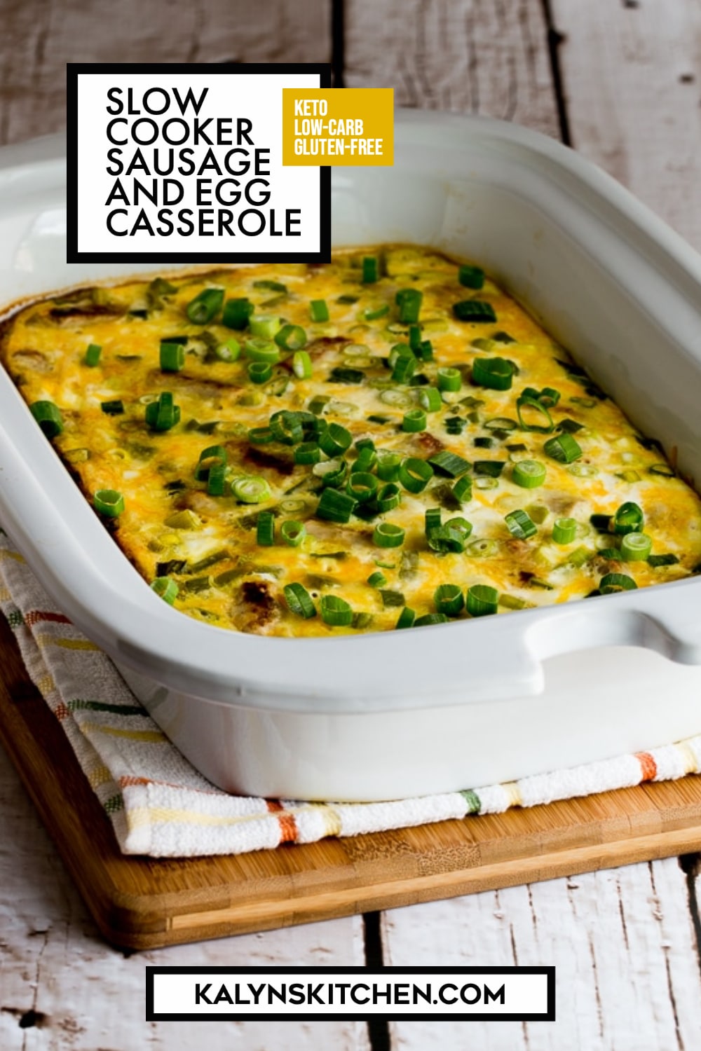 Pinterest image of Slow Cooker Sausage and Egg Casserole